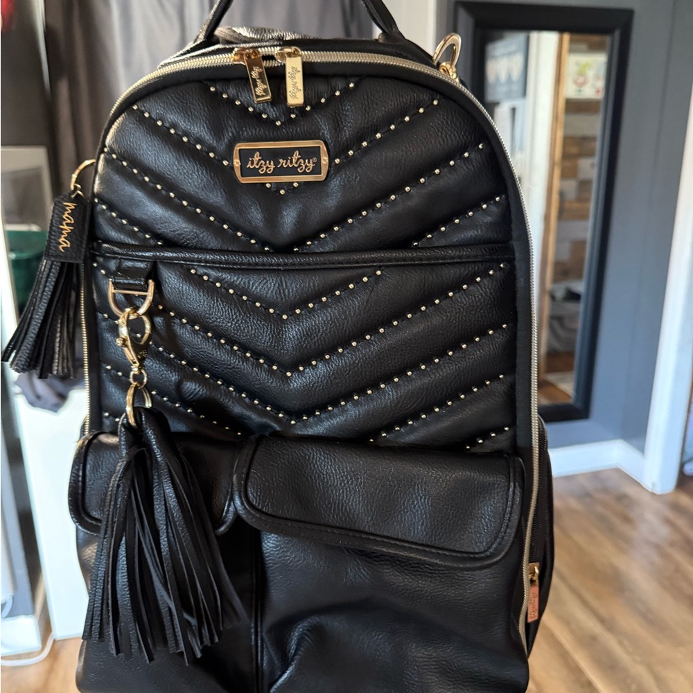 Itzy Ritzy Black and Gold Backpack
